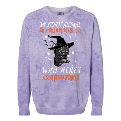 My Spirit Animal Is A Grumpy Black Cat That Hexes Annoying People Colorblast Crewneck Sweatshirt