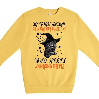 My Spirit Animal Is A Grumpy Black Cat That Hexes Annoying People Premium Crewneck Sweatshirt