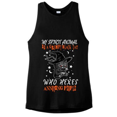 My Spirit Animal Is A Grumpy Black Cat That Hexes Annoying People Ladies PosiCharge Tri-Blend Wicking Tank