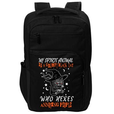 My Spirit Animal Is A Grumpy Black Cat That Hexes Annoying People Impact Tech Backpack