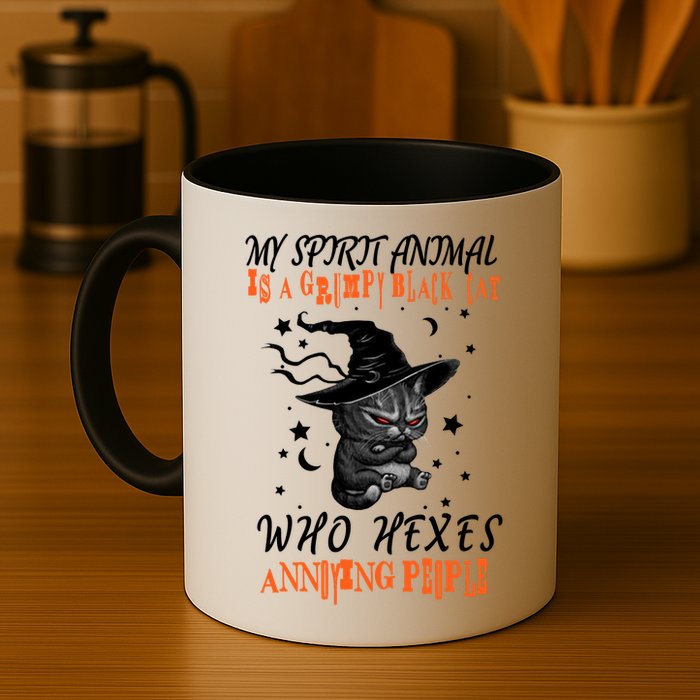 My Spirit Animal Is A Grumpy Black Cat That Hexes Annoying People Mug