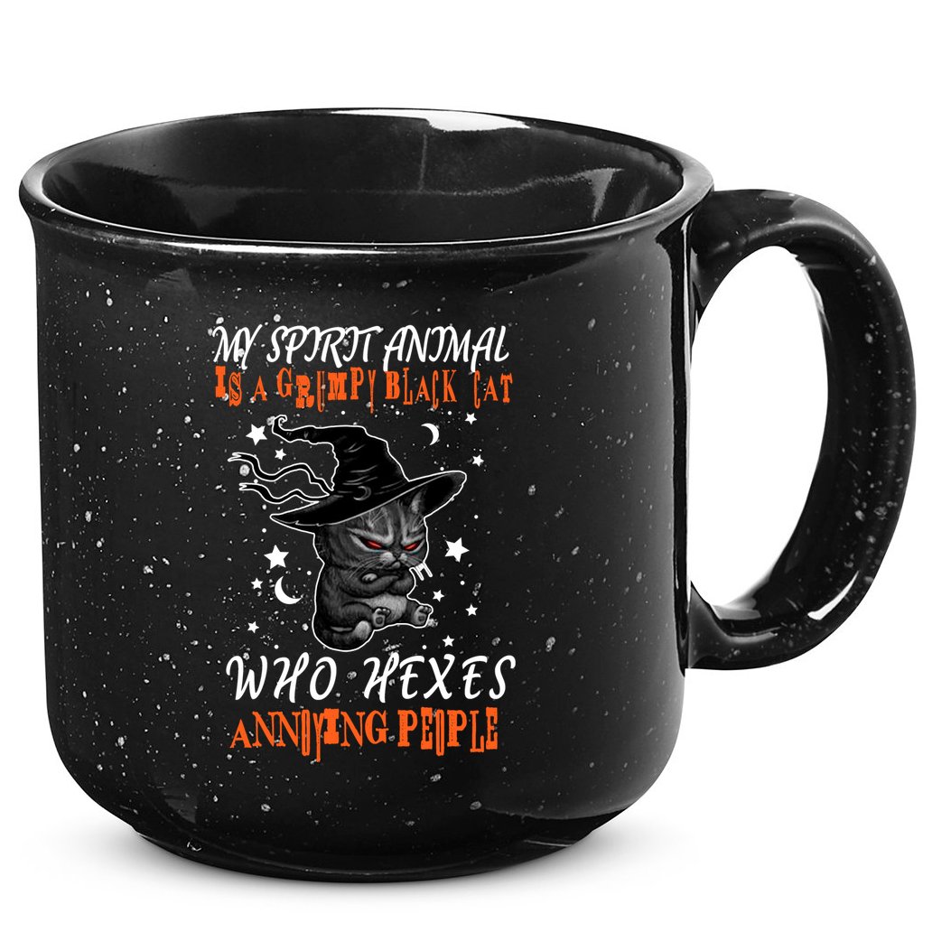 My Spirit Animal Is A Grumpy Black Cat That Hexes Annoying People 15oz Campfire Ceramic Mug