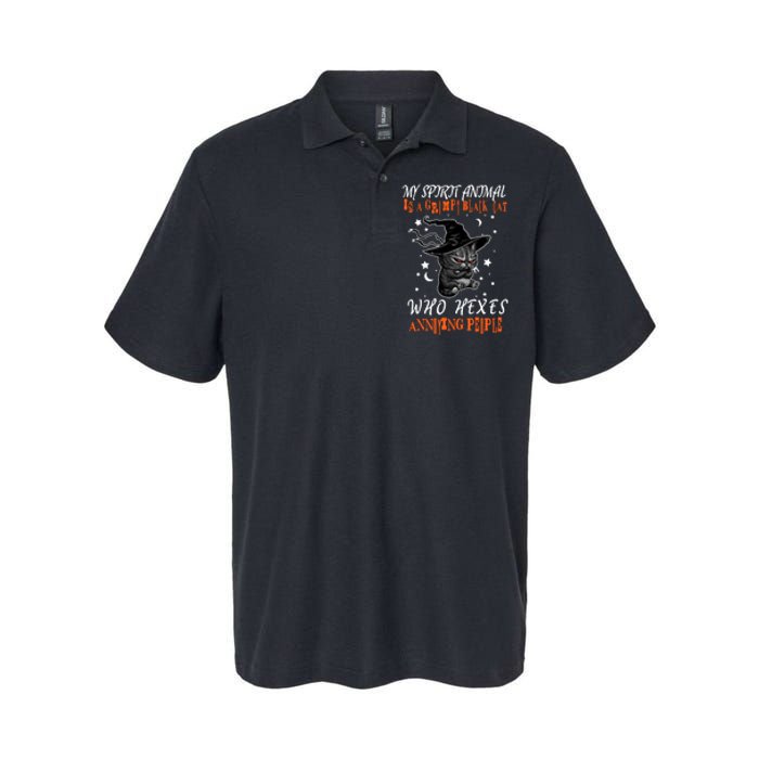 My Spirit Animal Is A Grumpy Black Cat That Hexes Annoying People Softstyle Adult Sport Polo