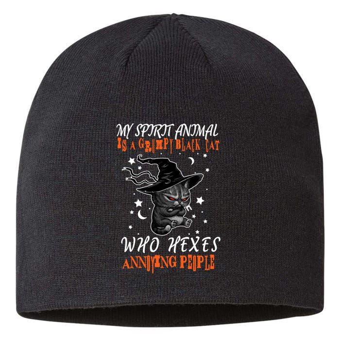 My Spirit Animal Is A Grumpy Black Cat That Hexes Annoying People Sustainable Beanie