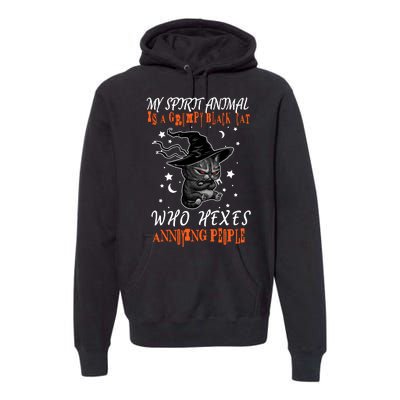 My Spirit Animal Is A Grumpy Black Cat That Hexes Annoying People Premium Hoodie