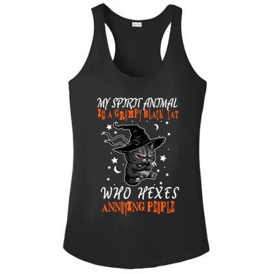 My Spirit Animal Is A Grumpy Black Cat That Hexes Annoying People Ladies PosiCharge Competitor Racerback Tank