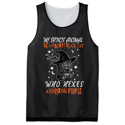 My Spirit Animal Is A Grumpy Black Cat That Hexes Annoying People Mesh Reversible Basketball Jersey Tank