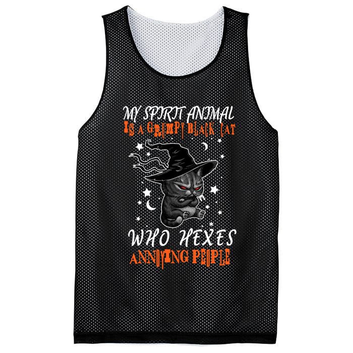 My Spirit Animal Is A Grumpy Black Cat That Hexes Annoying People Mesh Reversible Basketball Jersey Tank