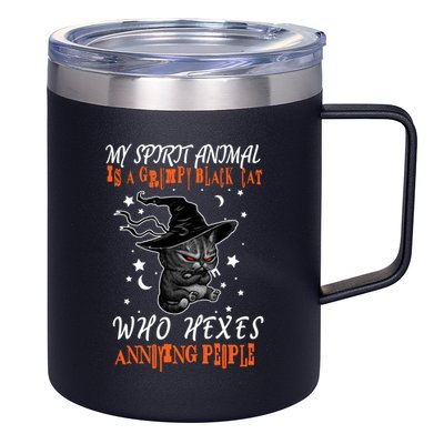 My Spirit Animal Is A Grumpy Black Cat That Hexes Annoying People 12oz Stainless Steel Coffee Mug