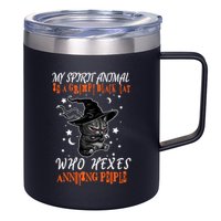 My Spirit Animal Is A Grumpy Black Cat That Hexes Annoying People 12oz Stainless Steel Coffee Mug