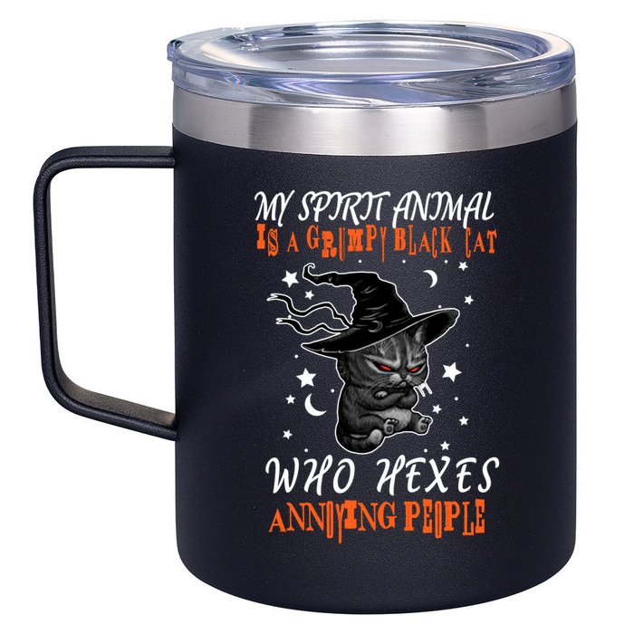 My Spirit Animal Is A Grumpy Black Cat That Hexes Annoying People 12oz Stainless Steel Coffee Mug