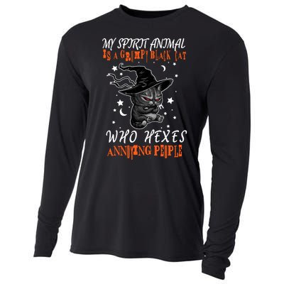 My Spirit Animal Is A Grumpy Black Cat That Hexes Annoying People Cooling Performance Long Sleeve Crew