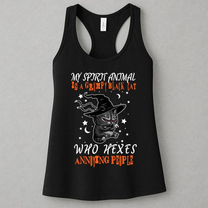 My Spirit Animal Is A Grumpy Black Cat That Hexes Annoying People Womens Tank Top