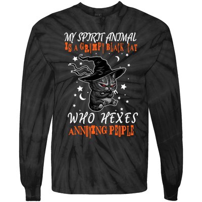 My Spirit Animal Is A Grumpy Black Cat That Hexes Annoying People Tie-Dye Long Sleeve Shirt
