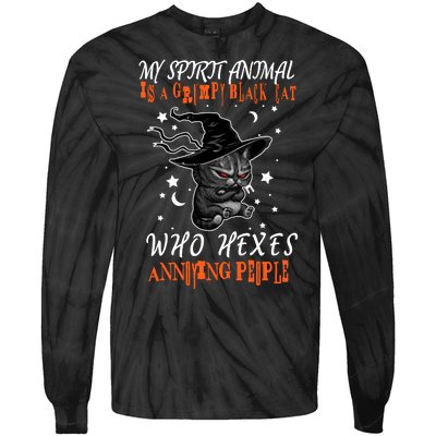 My Spirit Animal Is A Grumpy Black Cat That Hexes Annoying People Tie-Dye Long Sleeve Shirt