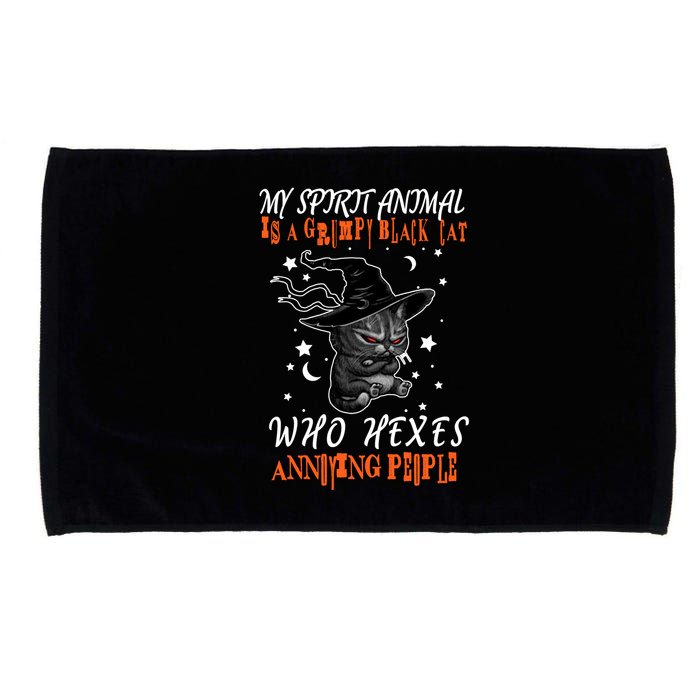 My Spirit Animal Is A Grumpy Black Cat That Hexes Annoying People Microfiber Hand Towel
