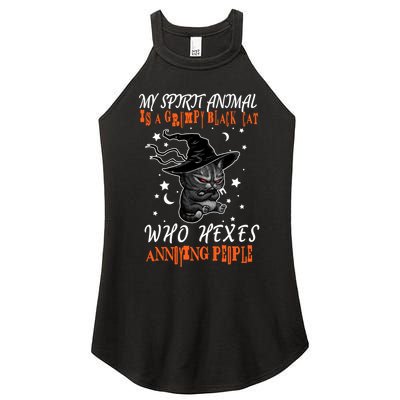 My Spirit Animal Is A Grumpy Black Cat That Hexes Annoying People Women's Perfect Tri Rocker Tank