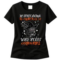 My Spirit Animal Is A Grumpy Black Cat That Hexes Annoying People Womens T-Shirt