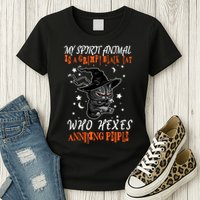 My Spirit Animal Is A Grumpy Black Cat That Hexes Annoying People Womens T-Shirt