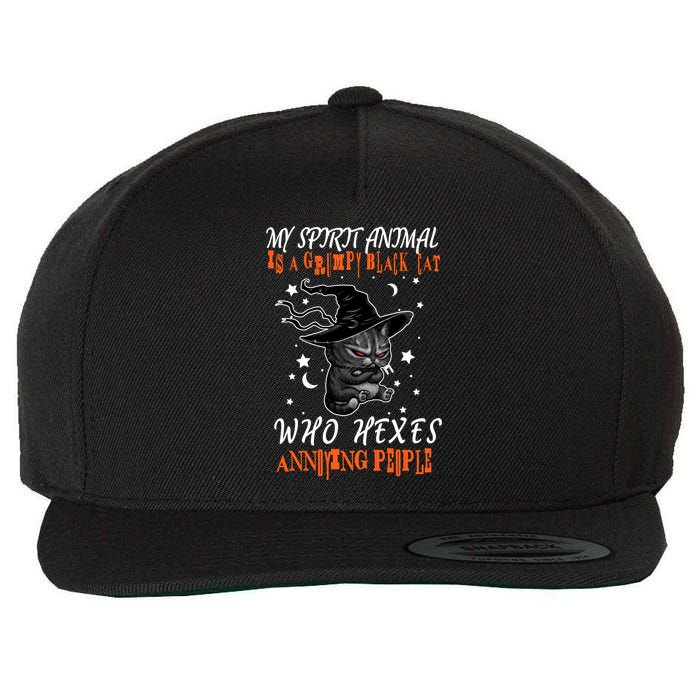 My Spirit Animal Is A Grumpy Black Cat That Hexes Annoying People Wool Snapback Cap