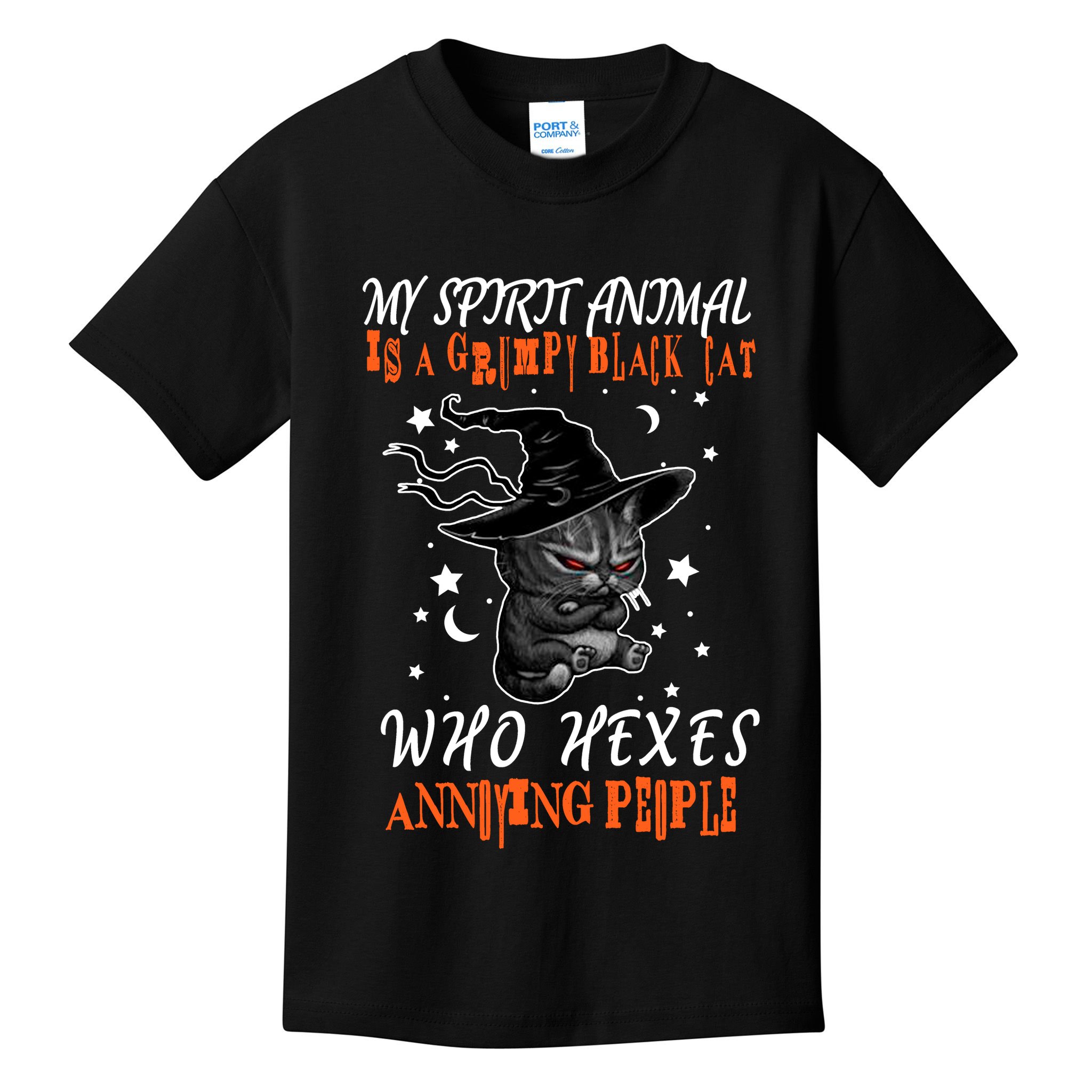 My Spirit Animal Is A Grumpy Black Cat That Hexes Annoying People Kids T-Shirt