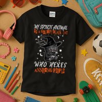 My Spirit Animal Is A Grumpy Black Cat That Hexes Annoying People Kids T-Shirt