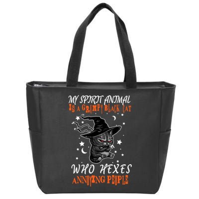 My Spirit Animal Is A Grumpy Black Cat That Hexes Annoying People Zip Tote Bag