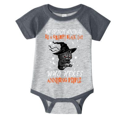 My Spirit Animal Is A Grumpy Black Cat That Hexes Annoying People Infant Baby Jersey Bodysuit
