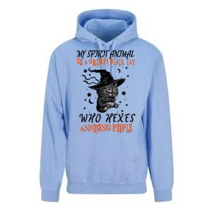 My Spirit Animal Is A Grumpy Black Cat That Hexes Annoying People Unisex Surf Hoodie