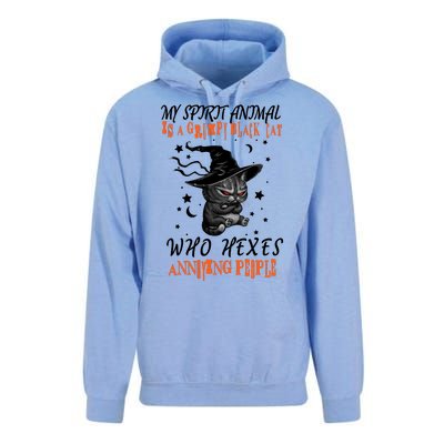 My Spirit Animal Is A Grumpy Black Cat That Hexes Annoying People Unisex Surf Hoodie