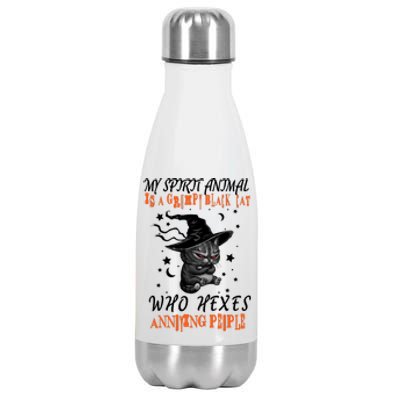 My Spirit Animal Is A Grumpy Black Cat That Hexes Annoying People Stainless Steel Insulated Water Bottle