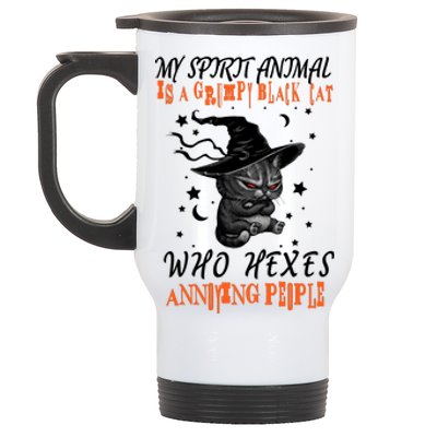 My Spirit Animal Is A Grumpy Black Cat That Hexes Annoying People Stainless Steel Travel Mug