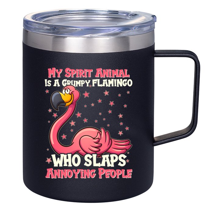 My Spirit Animal Is A Grumpy Flamingo 12oz Stainless Steel Coffee Mug