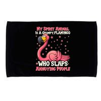 My Spirit Animal Is A Grumpy Flamingo Microfiber Hand Towel