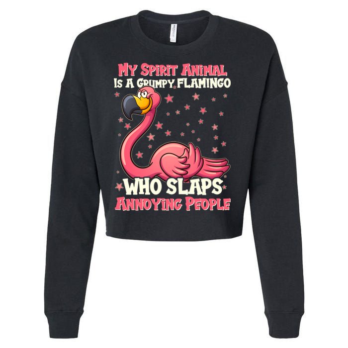 My Spirit Animal Is A Grumpy Flamingo Cropped Pullover Crew