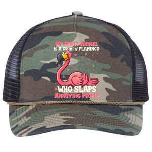 My Spirit Animal Is A Grumpy Flamingo Retro Rope Trucker Hat Cap