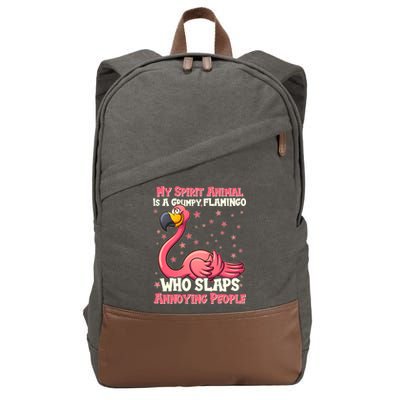 My Spirit Animal Is A Grumpy Flamingo Cotton Canvas Backpack