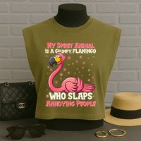 My Spirit Animal Is A Grumpy Flamingo Garment-Dyed Women's Muscle Tee