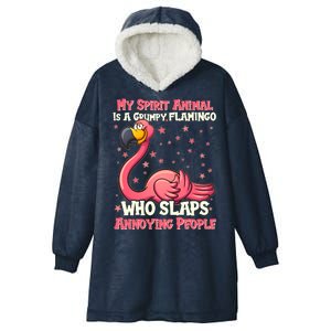 My Spirit Animal Is A Grumpy Flamingo Hooded Wearable Blanket