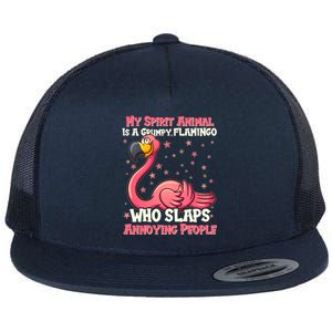 My Spirit Animal Is A Grumpy Flamingo Flat Bill Trucker Hat