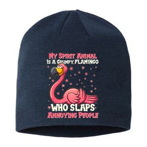 My Spirit Animal Is A Grumpy Flamingo Sustainable Beanie