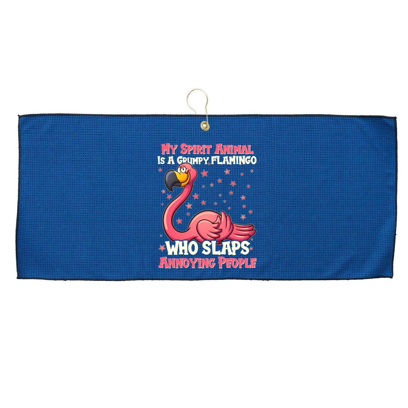 My Spirit Animal Is A Grumpy Flamingo Large Microfiber Waffle Golf Towel