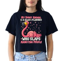 My Spirit Animal Is A Grumpy Flamingo Crop Top