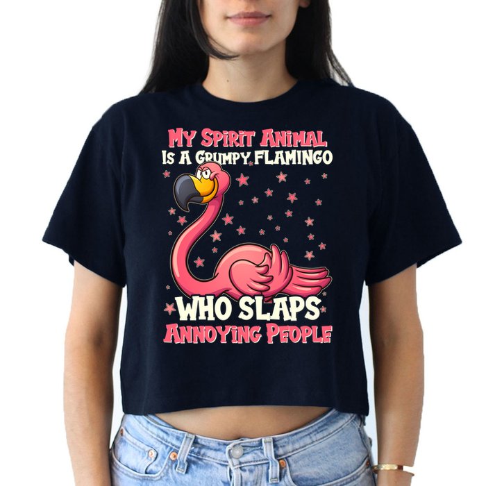 My Spirit Animal Is A Grumpy Flamingo Crop Top