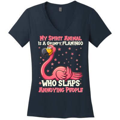 My Spirit Animal Is A Grumpy Flamingo Women's V-Neck T-Shirt