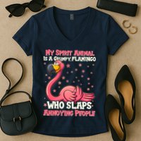 My Spirit Animal Is A Grumpy Flamingo Women's V-Neck T-Shirt