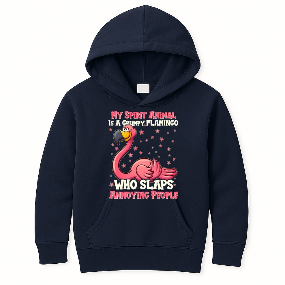 My Spirit Animal Is A Grumpy Flamingo Kids Hoodie