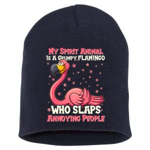 My Spirit Animal Is A Grumpy Flamingo Short Acrylic Beanie