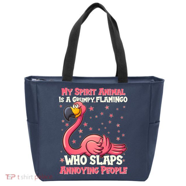 My Spirit Animal Is A Grumpy Flamingo Zip Tote Bag