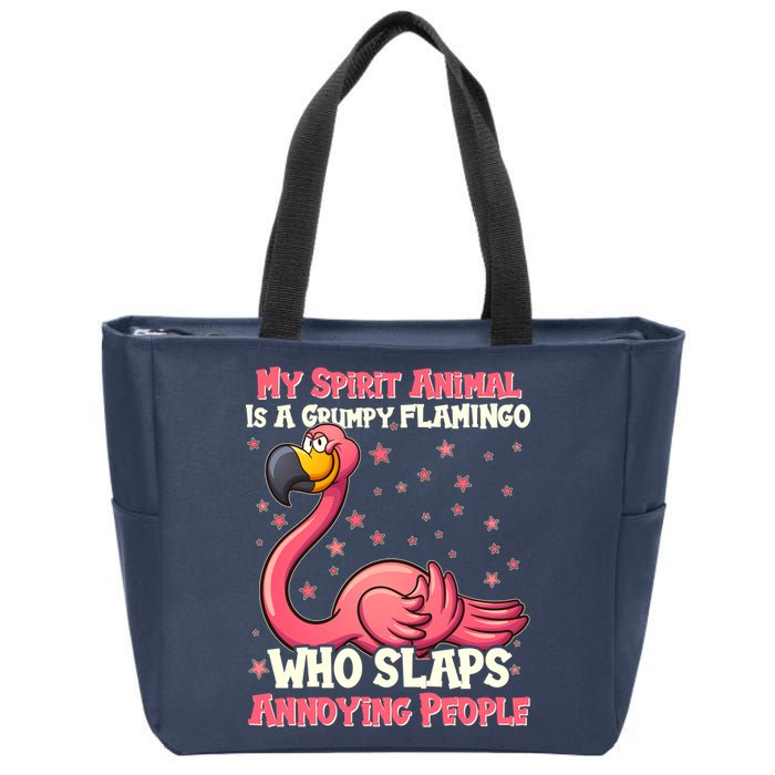 My Spirit Animal Is A Grumpy Flamingo Zip Tote Bag